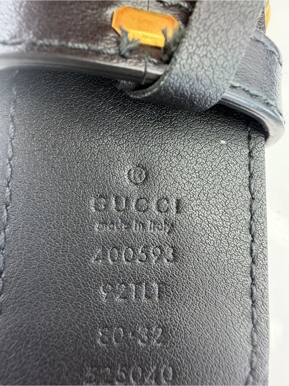 Authentic Gucci Canvas Leather Marmont GG Logo Belt 400593 80/32